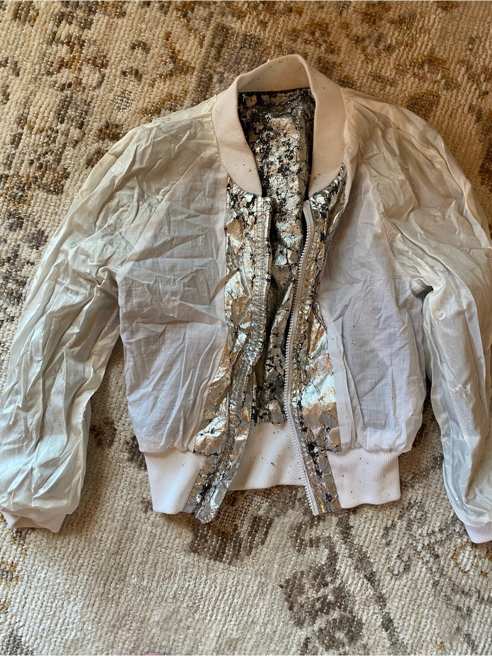 Dolce & Gabbana Silver and white Trim Bomber Jacket